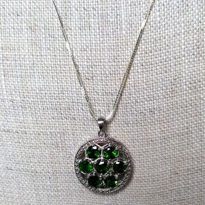 New Chrome Diopside Pendant Necklace. 20" Sterling Silver Box Chain. QVC, Green